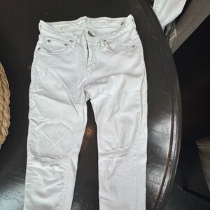rag & bone white jeans, size 24, distressed , crop